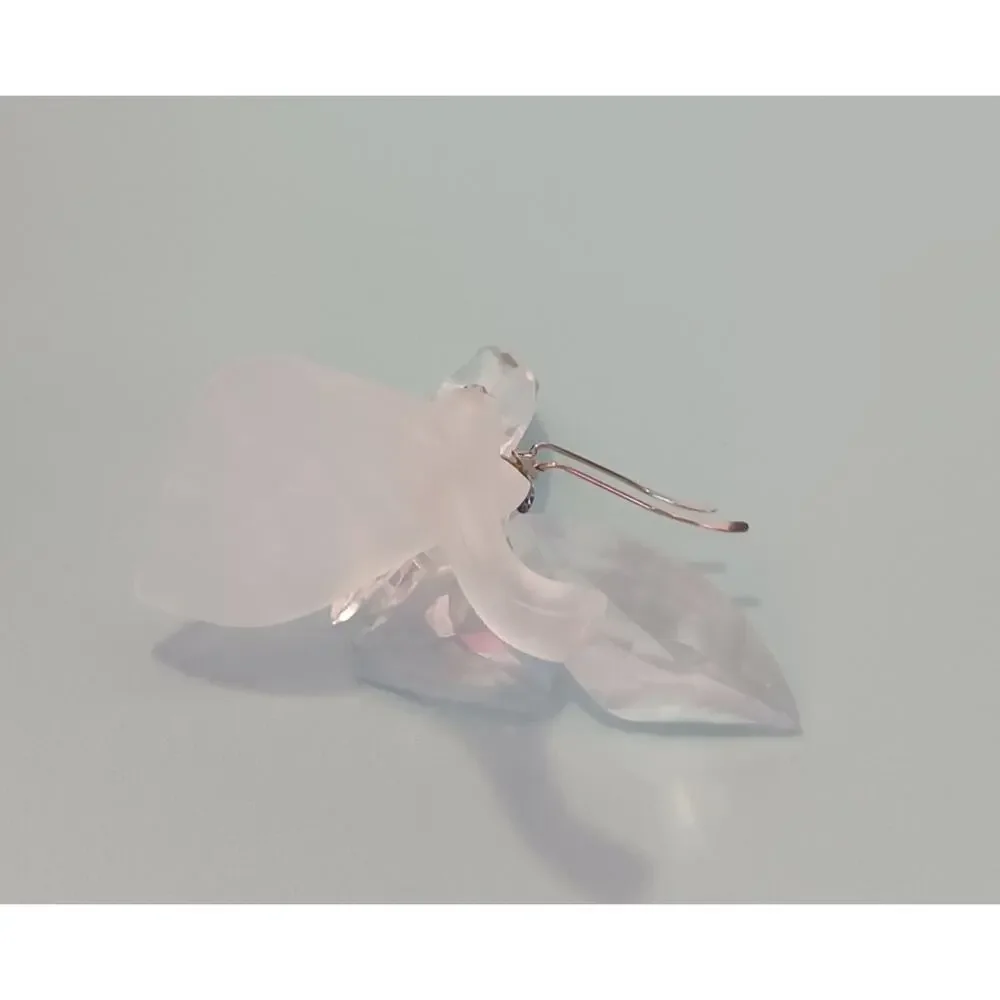 Swarovski Silver Crystal Butterfly on Leaf Figurine Austria Art 7619